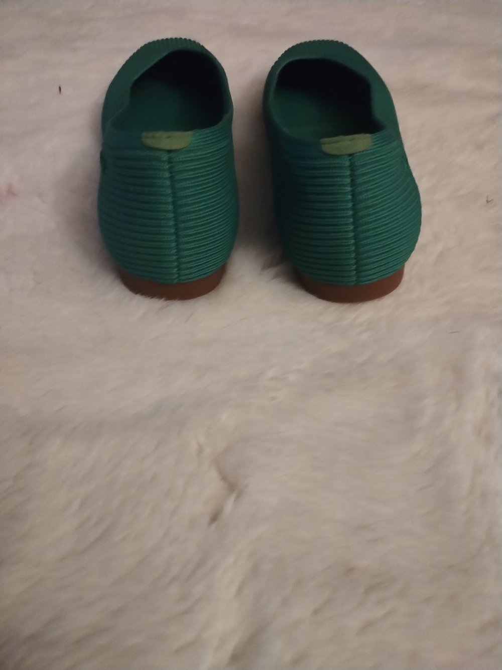 Ribbed Teal Women's Slip-On Ballet Flats - Picture 4 of 9